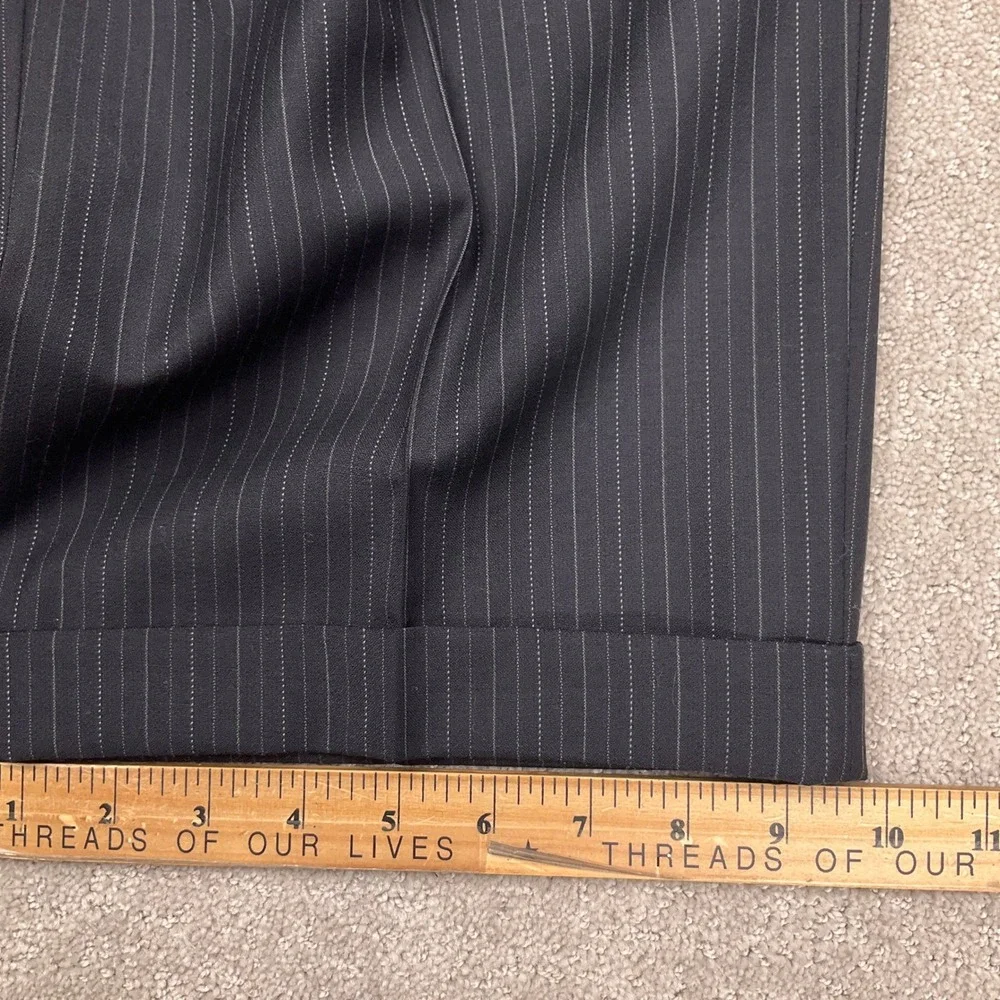 Jones New York Suit Mens 44R 40W Black Pinstripe 3-Button Formal Classic Wool